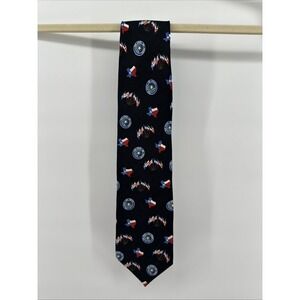 Unique The State Of Texas Black Tie 100% Silk Excellent Condition 60"